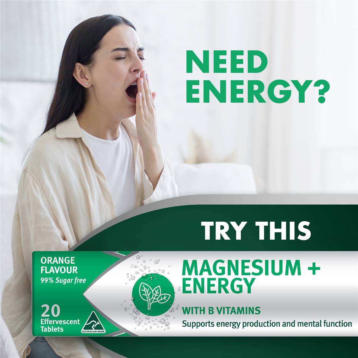 澳洲 Nature's Own Magnesium + Energy Effervescent 鎂能量 20 Tablets