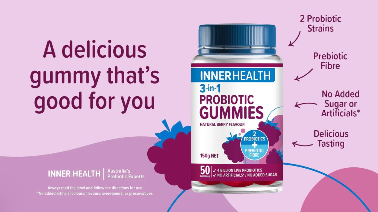 Inner Health 3 in 1 Probiotics Gummies 3合1 高強度益生菌軟糖 50粒